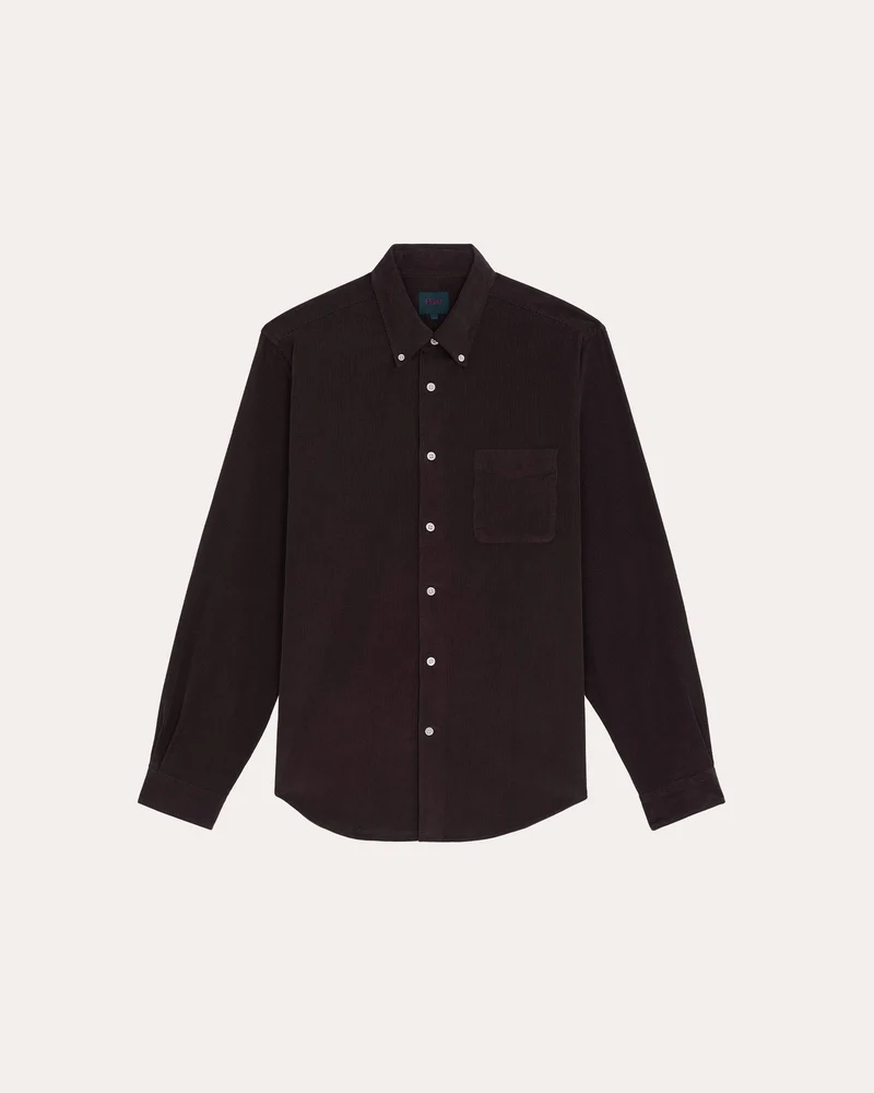 Chemise décontractée en velours côtelé bordeaux