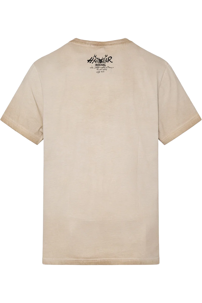 Herren Trachtenshirt mit Hirsch-Motiv - beige