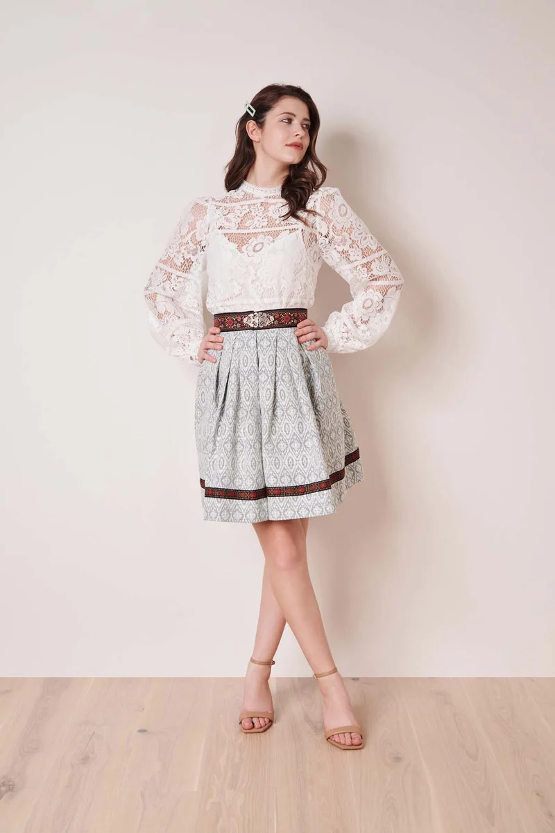 Trachtenbluse Loredina ecru Spitze
