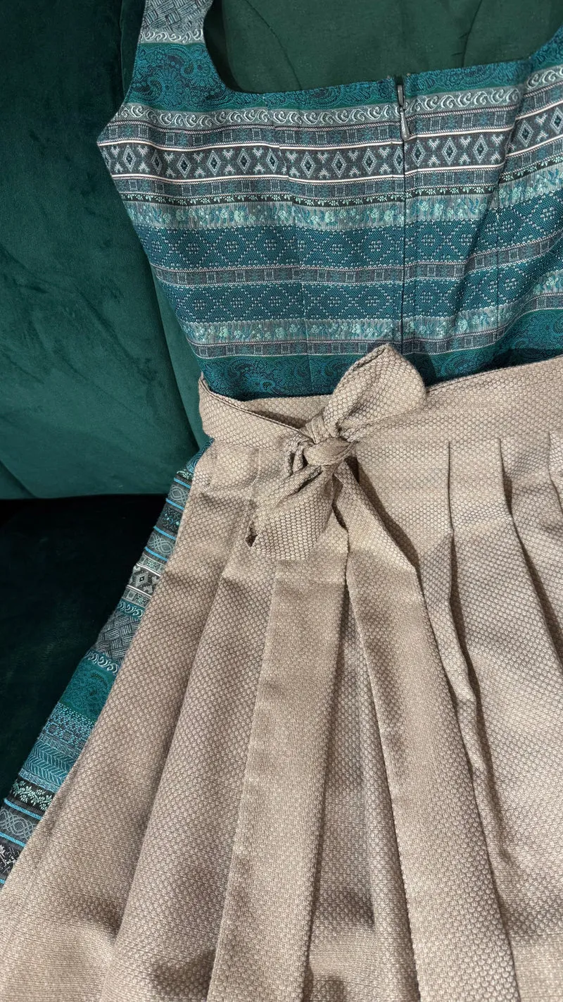 Dirndl Goldstich petrol/grau 73cm