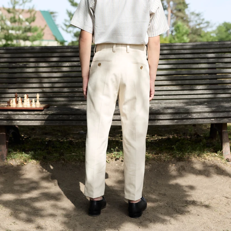 Pantalon enfant à double plis en coton écru