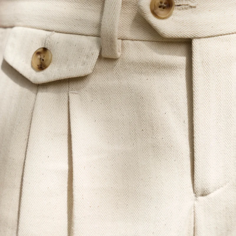 Pantalon enfant à double plis en coton écru