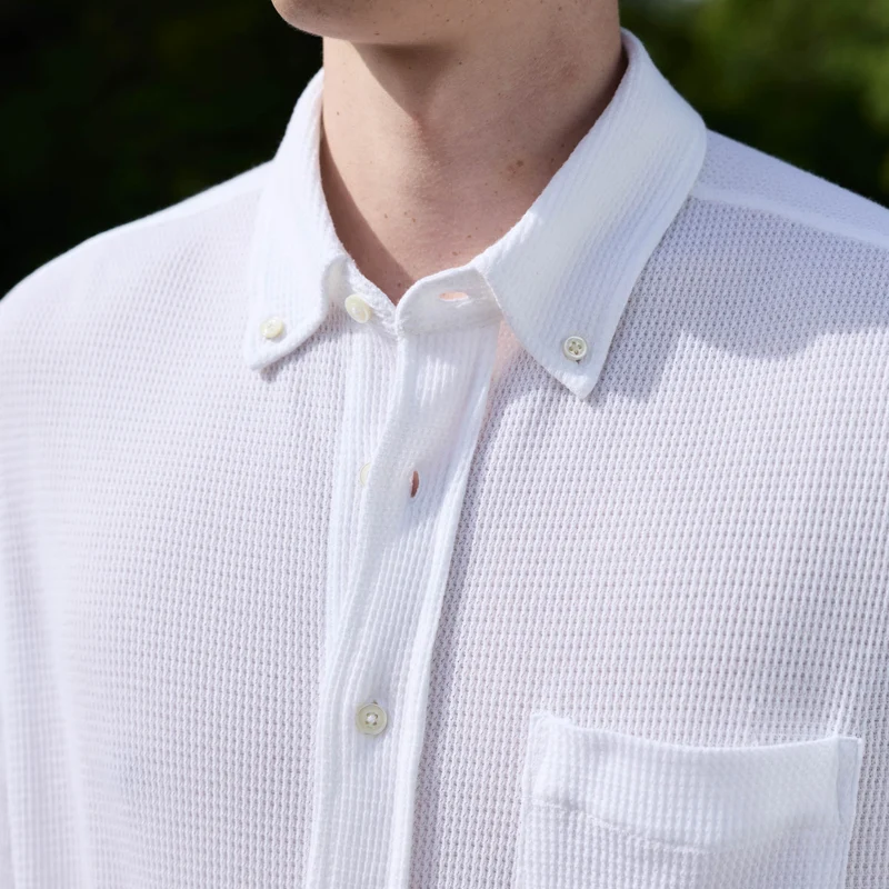 Chemise en jersey nid d'abeille coton blanc