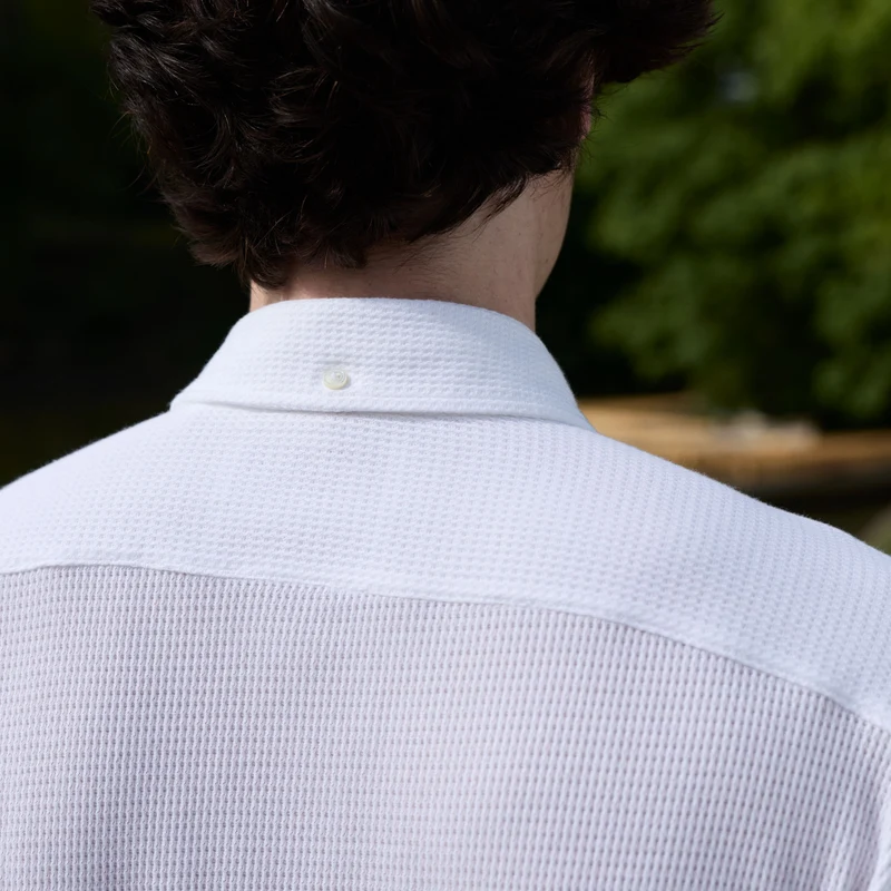 Chemise en jersey nid d'abeille coton blanc