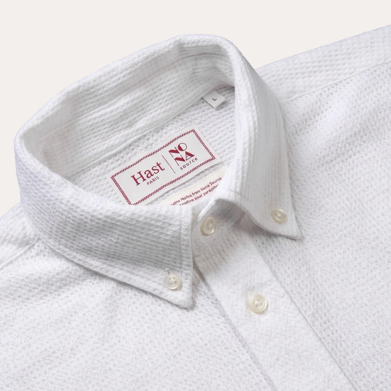 Chemise en jersey nid d'abeille coton blanc