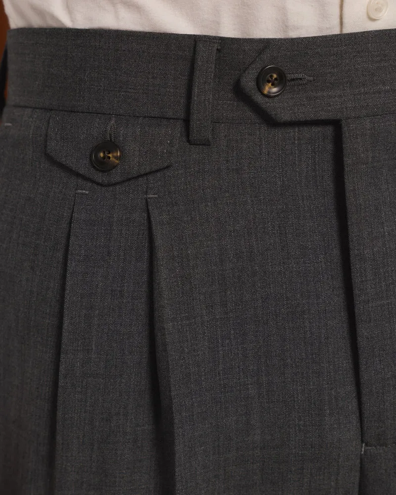 Pantalon à pinces en laine gris anthracite