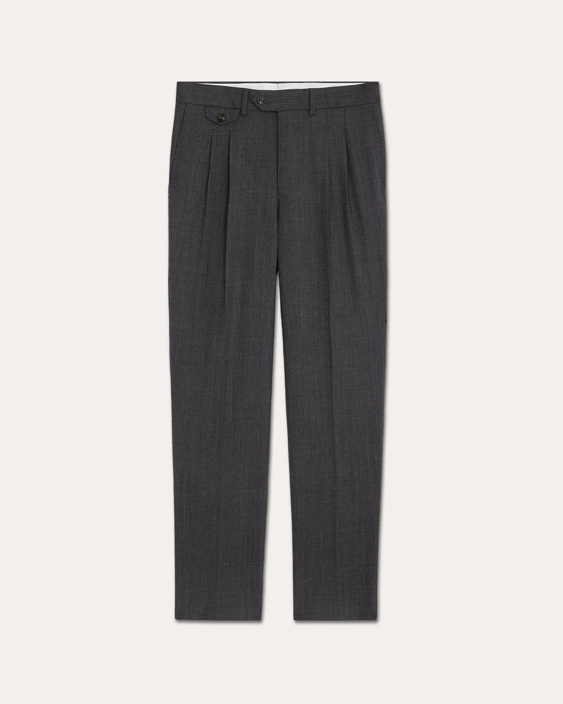 Pantalon à pinces en laine gris anthracite