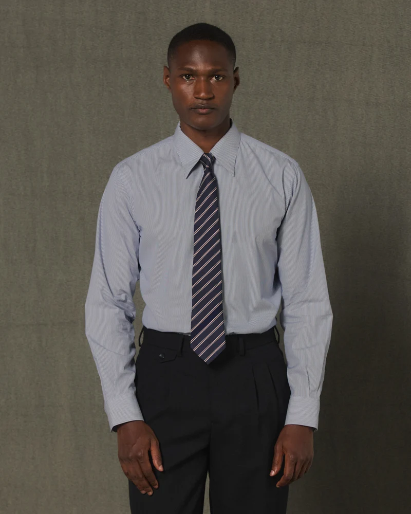 Chemise en coton rayure bleu