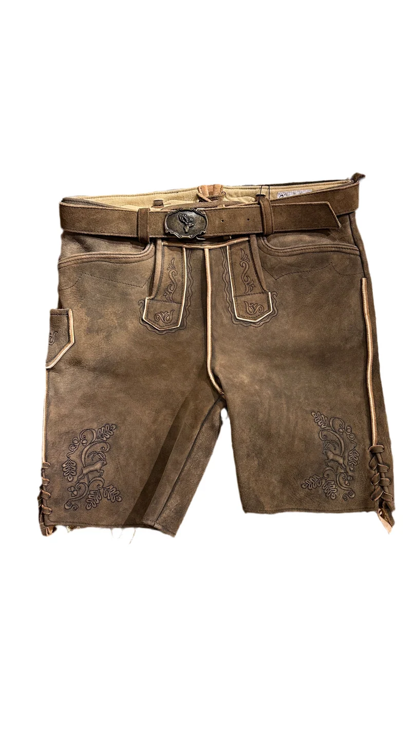 Lederhose G´Weih & Silk Konstantin braun antik Hirsch