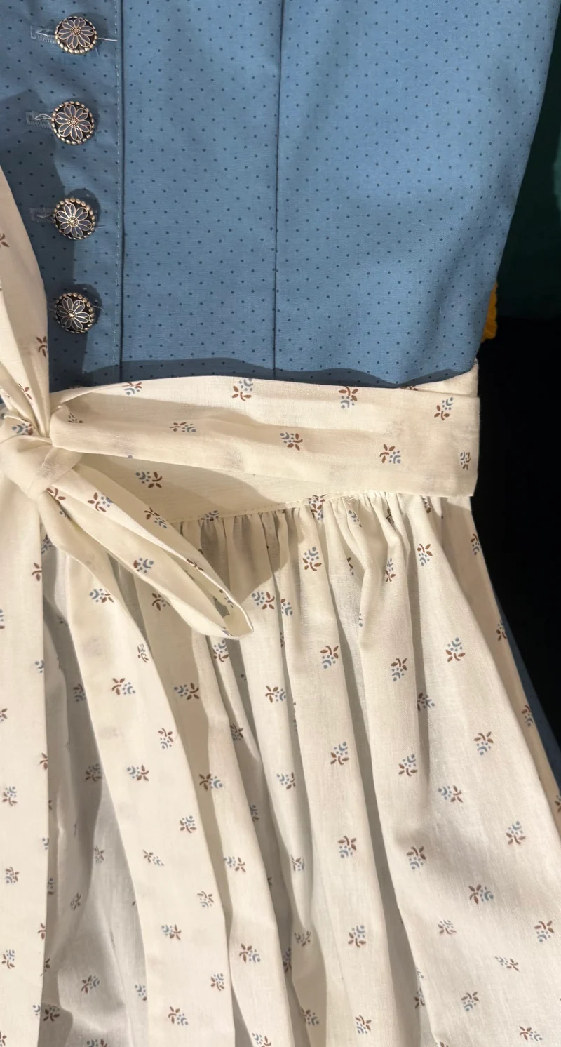 Baumwolldirndl Goldstich blau/weiß 65cm