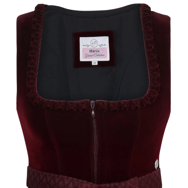 MarJo Dirndl Rabenstein Wine Froschgoscherl Samt 65cm