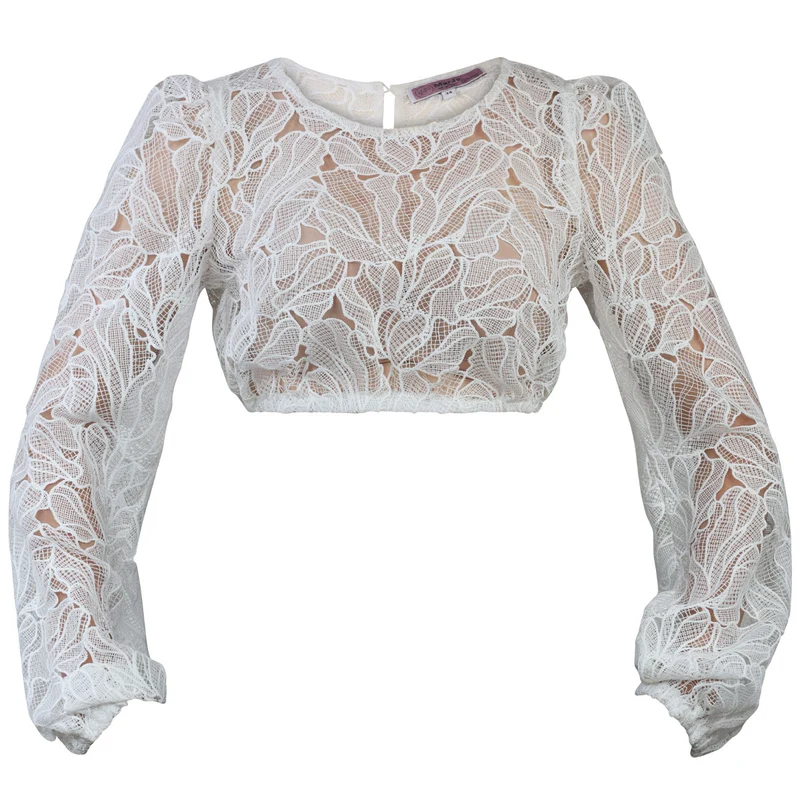MarJo Dirndlbluse Waldegg Off White Langarm Puffarm