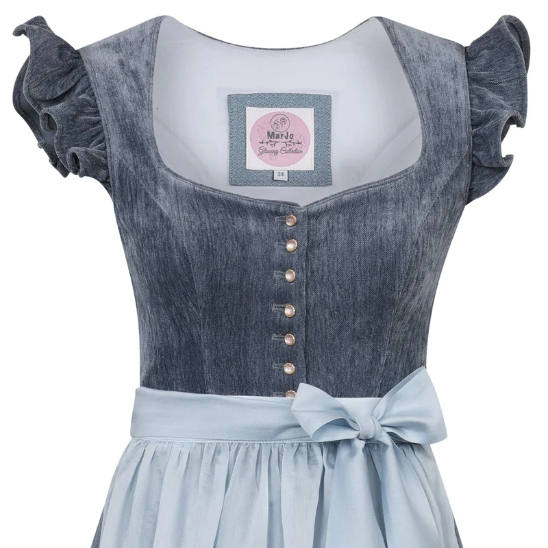MarJo Dirndl Hochwinkel Hellblau Abnehmbare Flügelarme 70cm