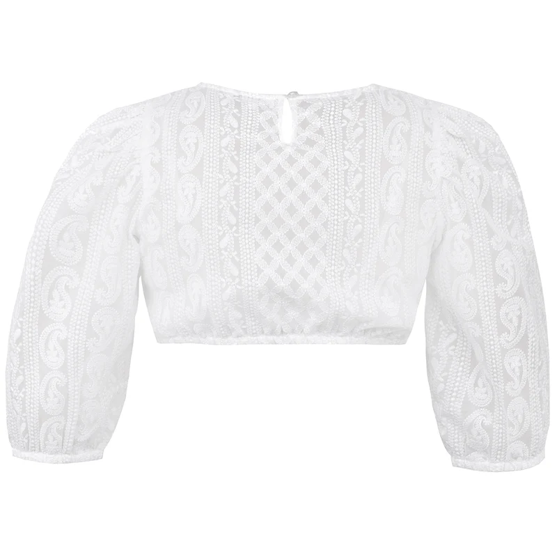 MarJo Dirndlbluse Vellburg Weiß Dreiviertelarm Puffarm
