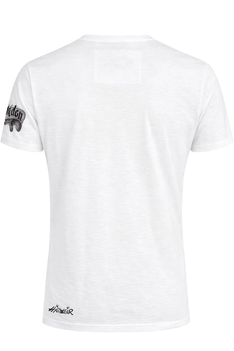 Herren Trachtenshirt mit Adler und Motorrad - weiß