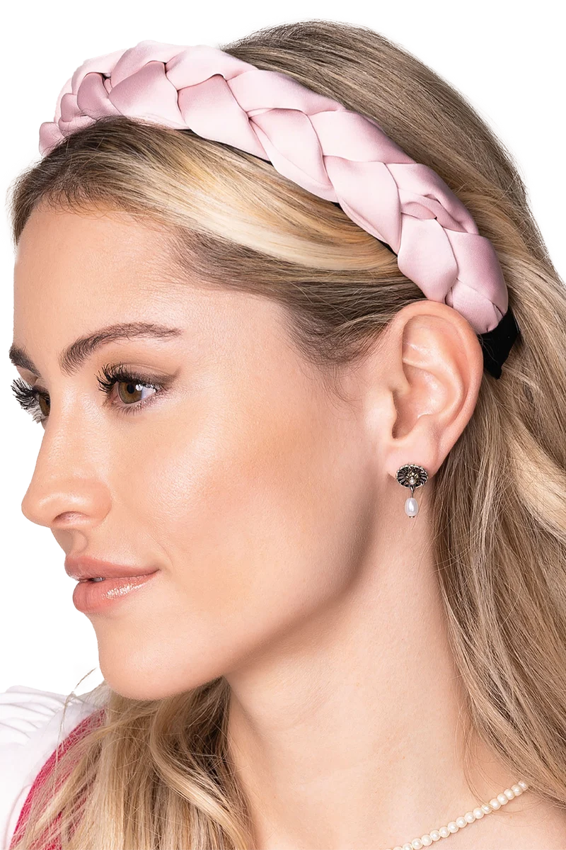 Satin-Haarreif geflochten - rosa