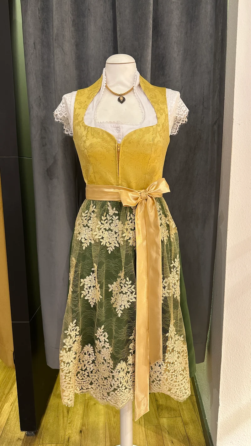 Dirndl Goldstich gelb/grün 65cm