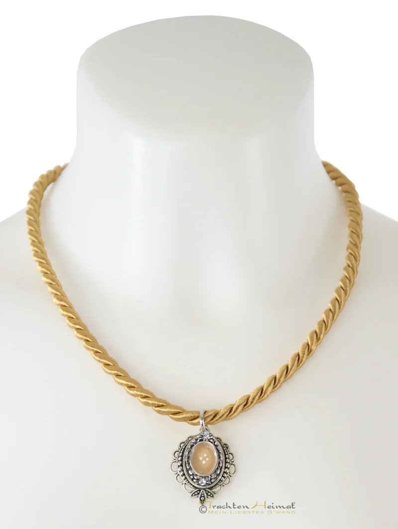 Collier Luise Steiner Medaillon Hedi gedrehte Kordel camel