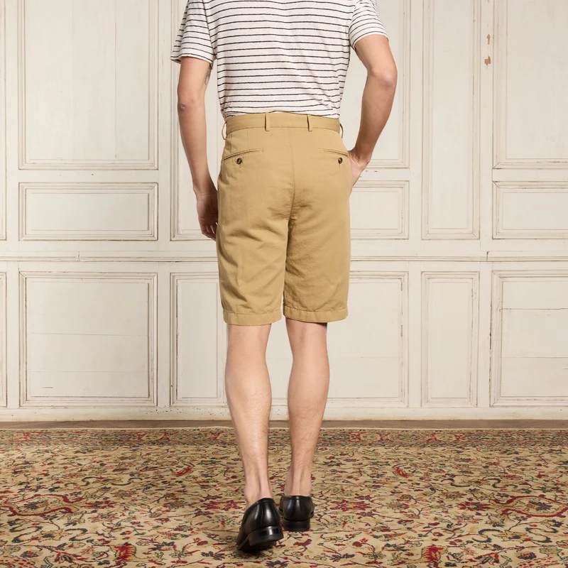 Short en coton et lin camel