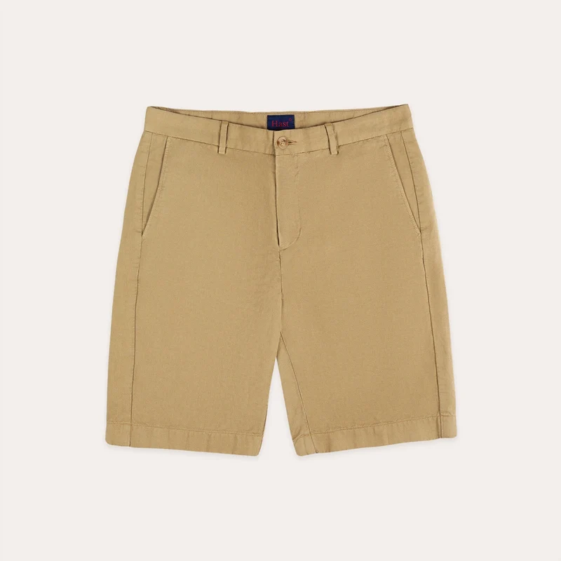 Short en coton et lin camel