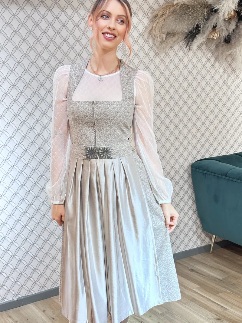 Dirndl Goldstich grau 75cm