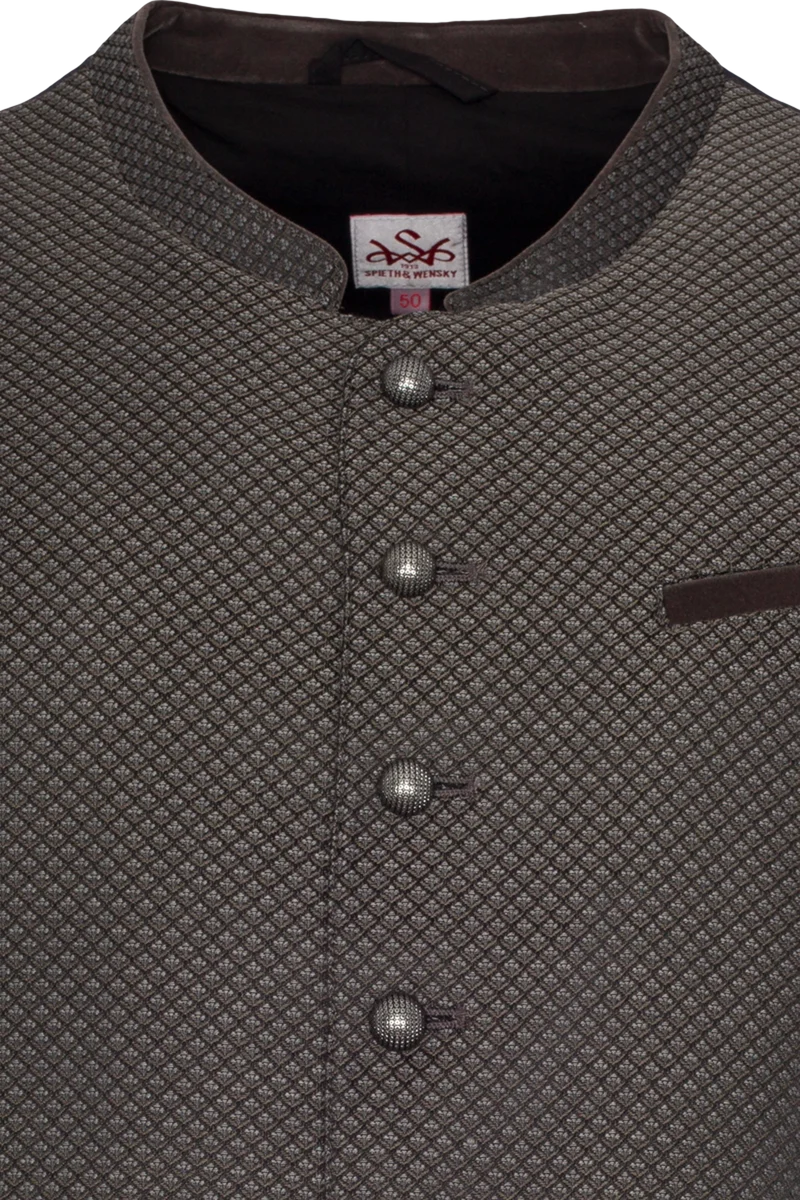 Herren Trachtenweste elastisch mit Jacquardmuster - braun