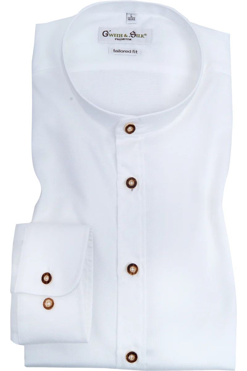 Herren Baumwoll-Trachtenhemd Tailored Fit - weiß