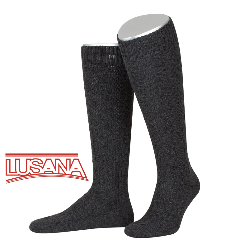 Lusana Herren Kniestrümpfe Anthrazit