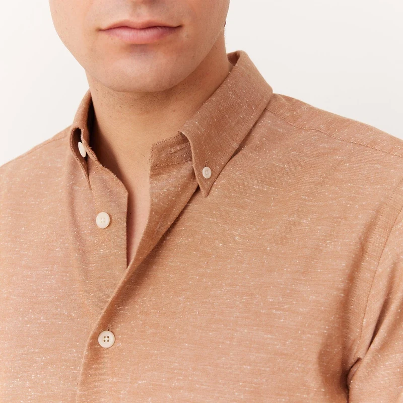Chemise en coton pucé saumon