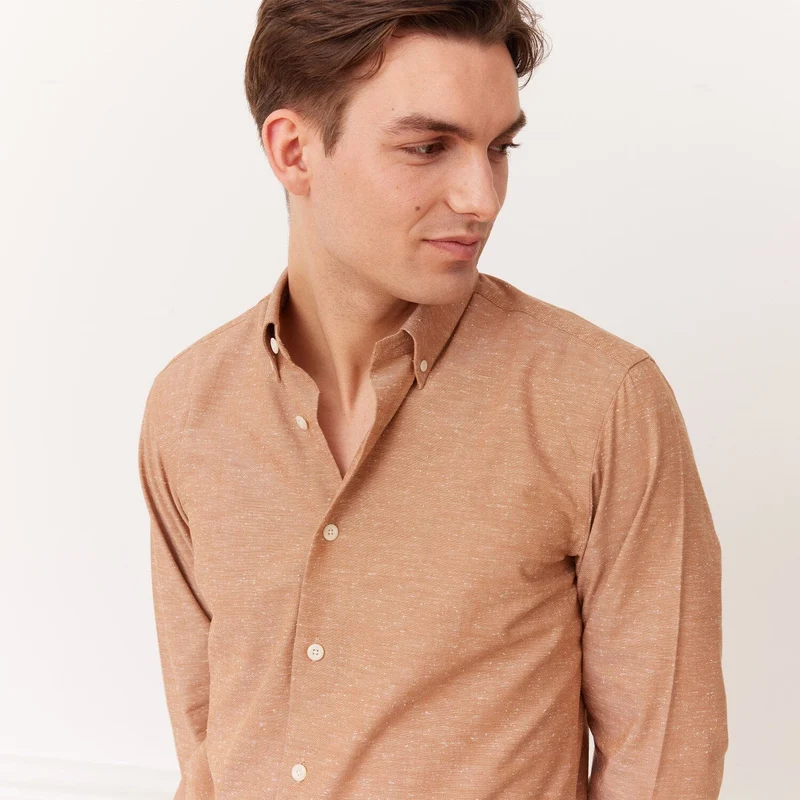 Chemise en coton pucé saumon
