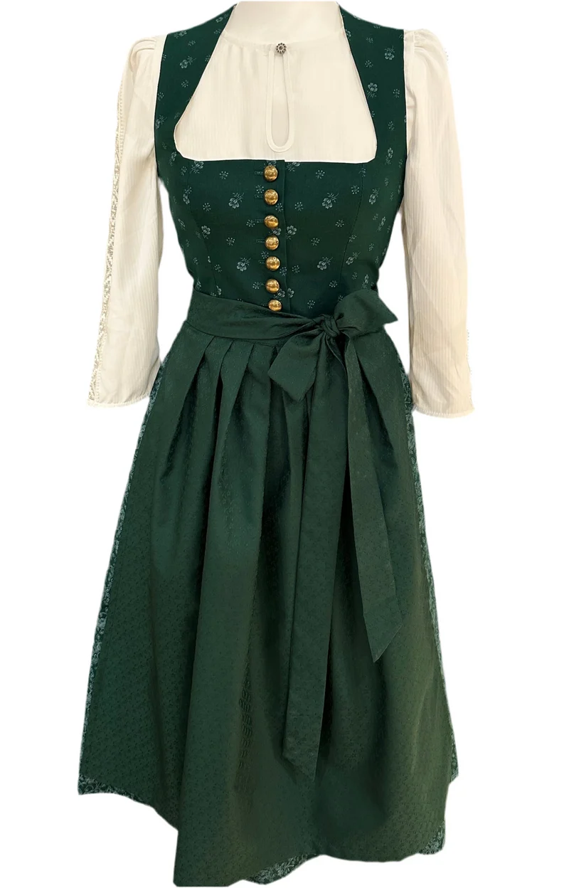 Dirndl Goldstich dunkelgrün 75cm
