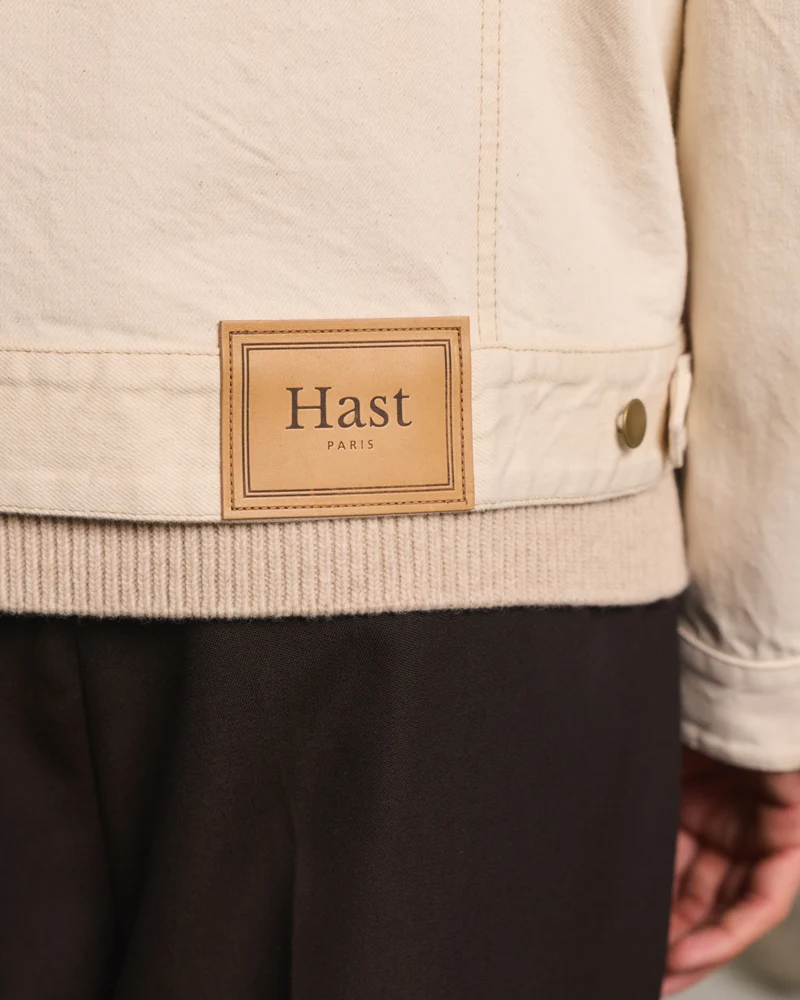 Veste en jean écrue col velours type II