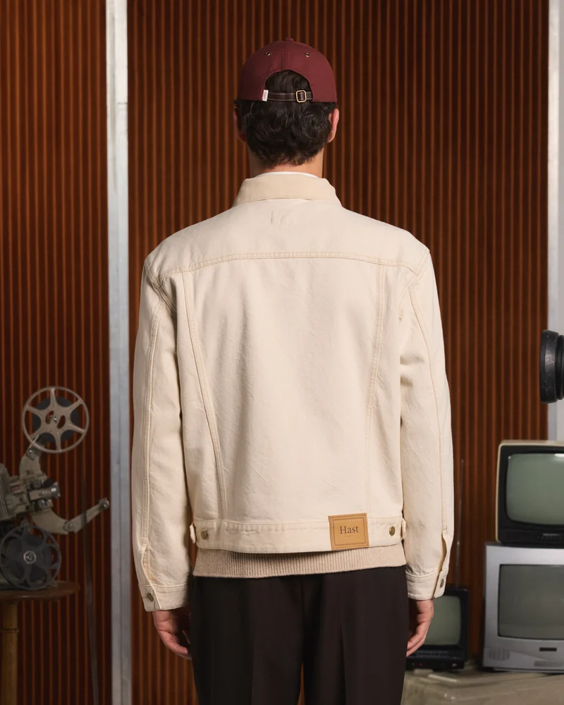Veste en jean écrue col velours type II