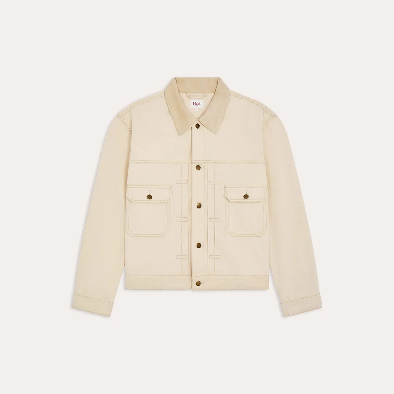Veste en jean écrue col velours type II
