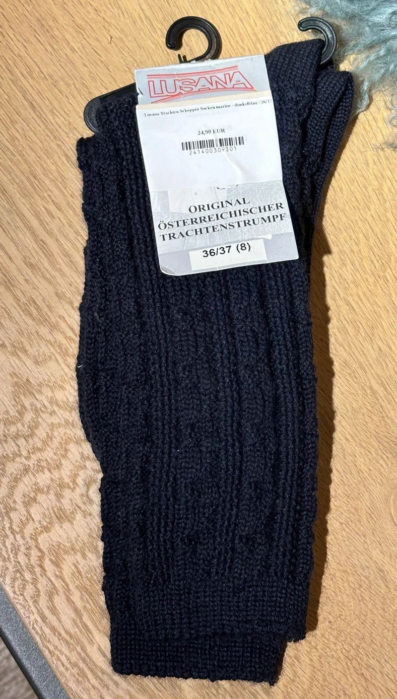 Lusana Trachten Schopper Socken marine - dunkelblau