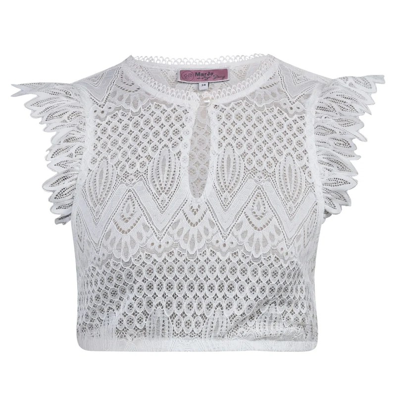 MarJo Dirndlbluse Neudörfl Off White Flügelarm