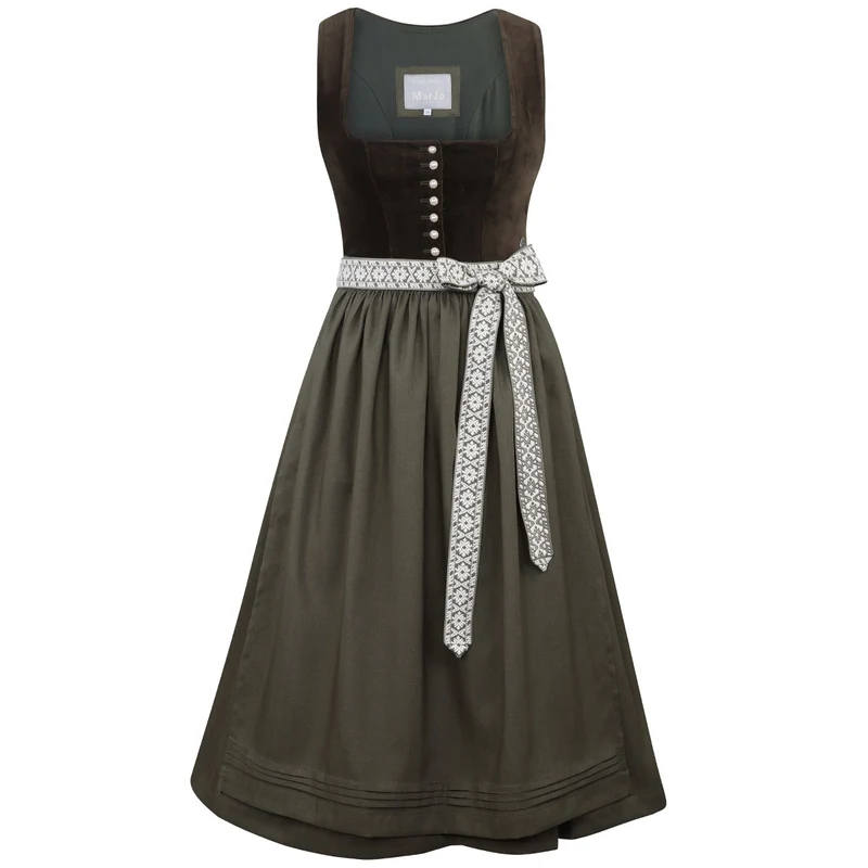 Teresa Bauer x MarJo Dirndl Forest Kiss 70 cm Moosgrün Reißverschluss Kollektion 2026