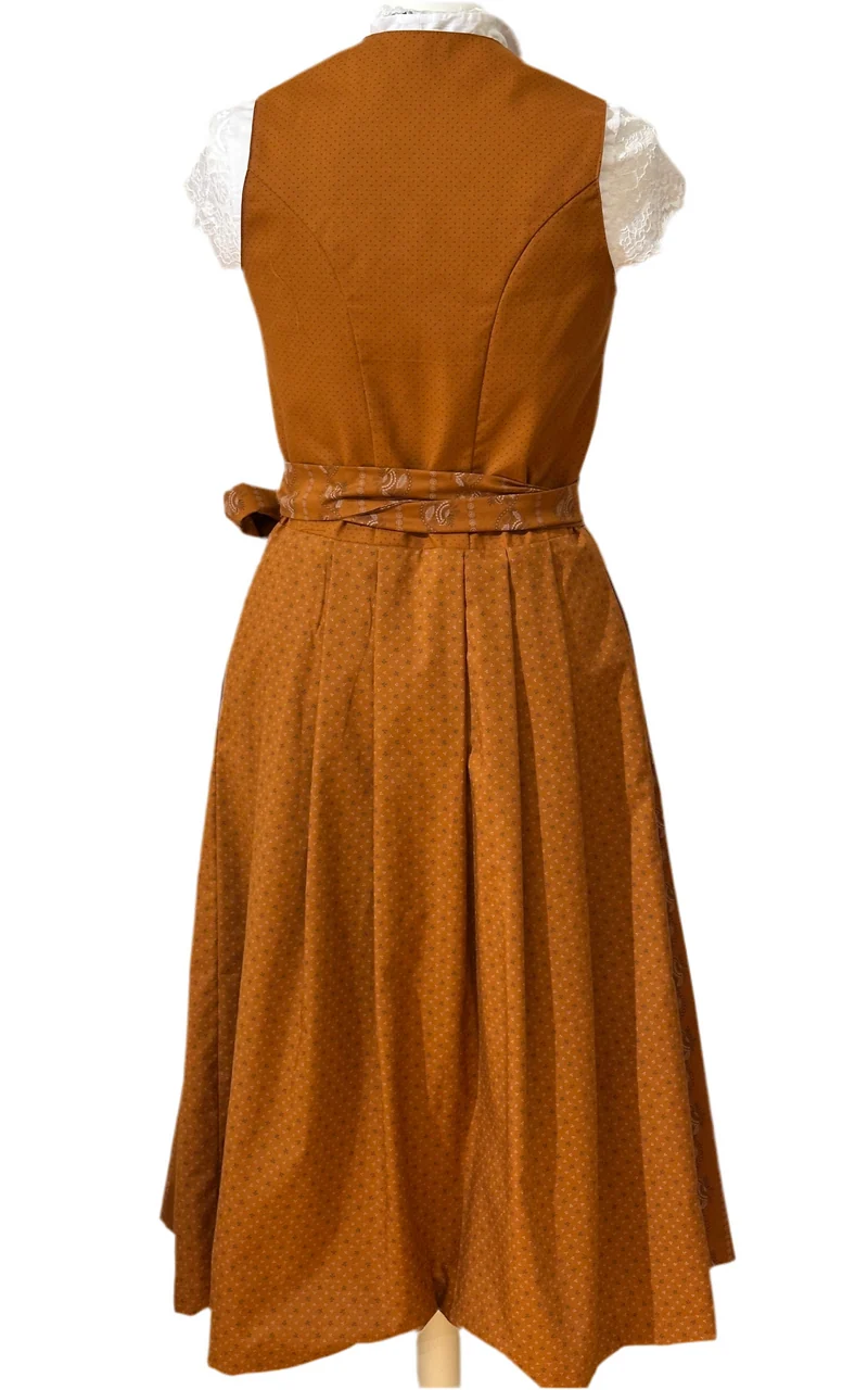 Dirndl Goldstich orange mit Knöpfen 75cm