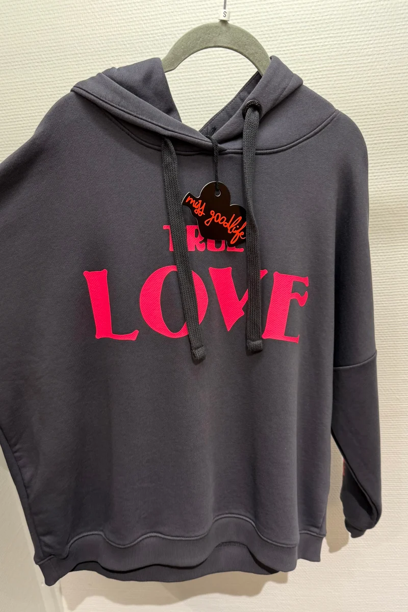 Hoodie Miss Goodlife dunkelgrau/pink