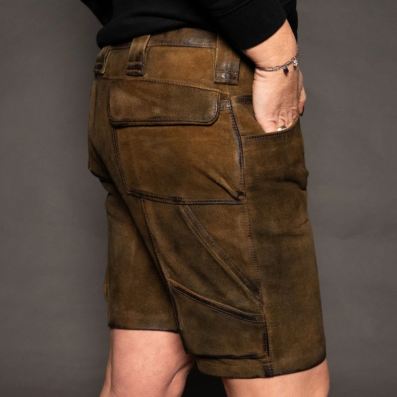 Datschi Trachten Damen Arbeits Lederhose Vroni Braun Wildbock Leder