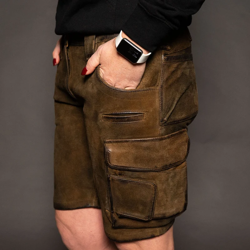 Datschi Trachten Damen Arbeits Lederhose Vroni Braun Wildbock Leder