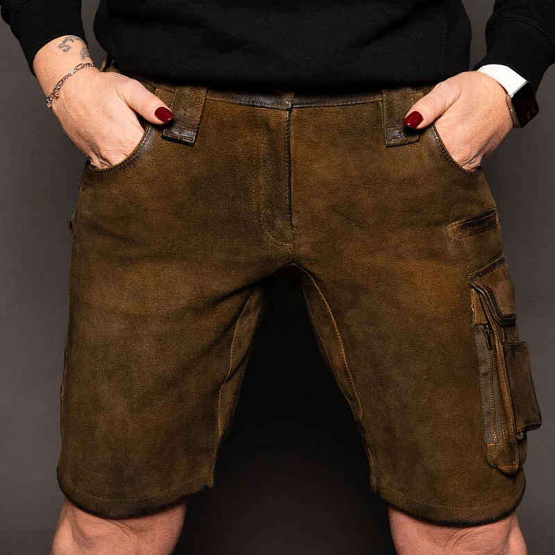 Datschi Trachten Damen Arbeits Lederhose Vroni Braun Wildbock Leder