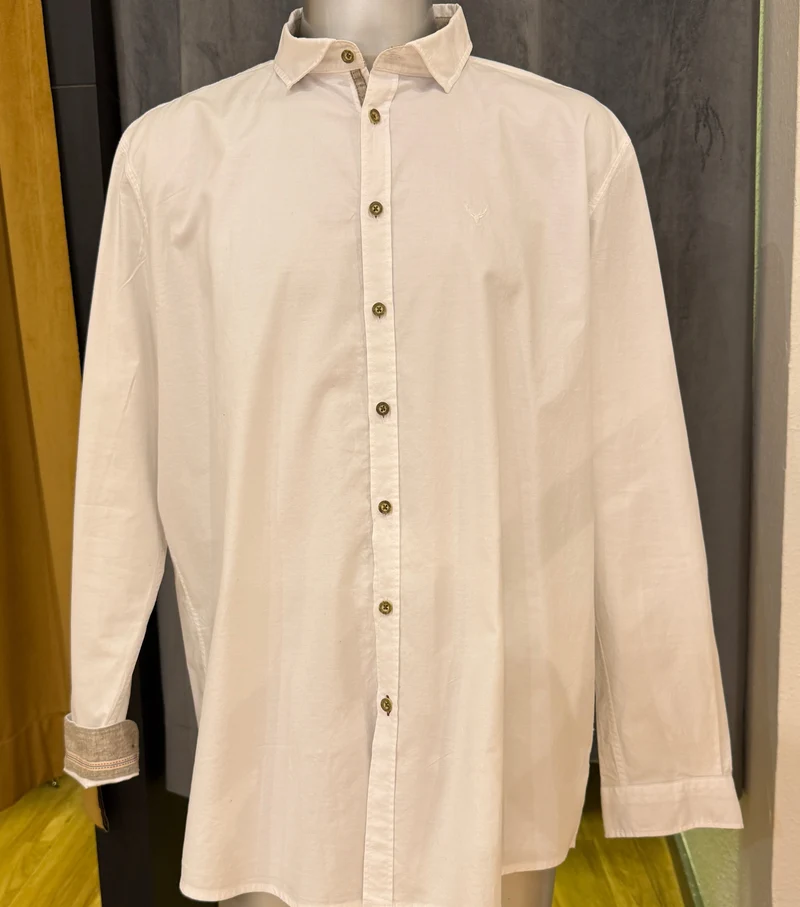 Trachtenhemd Pure Modern Fit weiß mit Kragen