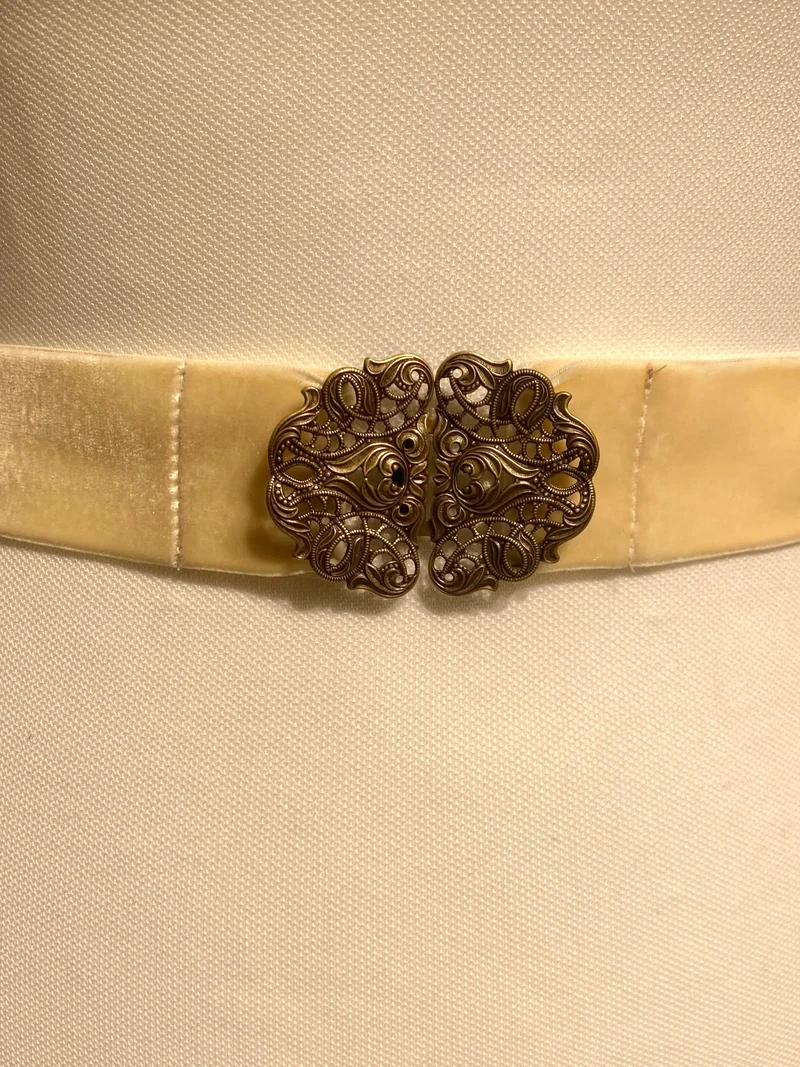 Trachtengürtel Samt Stretch Goldstich creme/gold