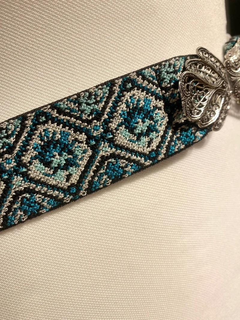 Trachtengürtel Stretch Goldstich türkis/silber
