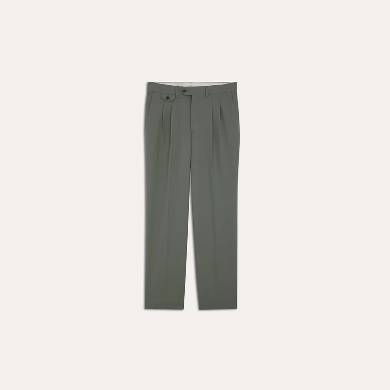 Pantalon à pinces en laine froide sauge