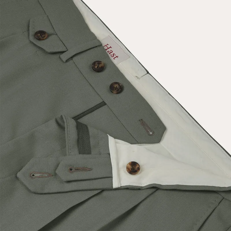 Pantalon à pinces en laine froide sauge