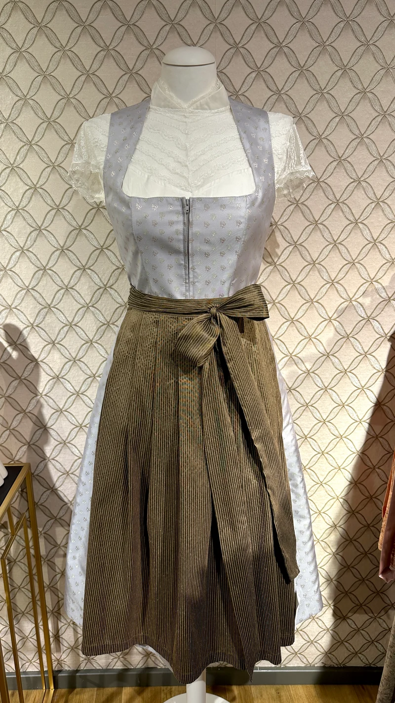 Dirndl Goldstich eisblau 75cm