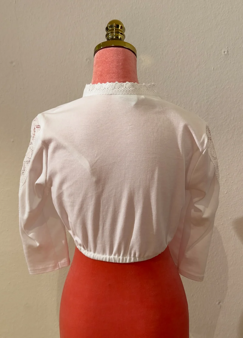 Dirndlbluse Stoiber Erna weiß 3/4 Arm