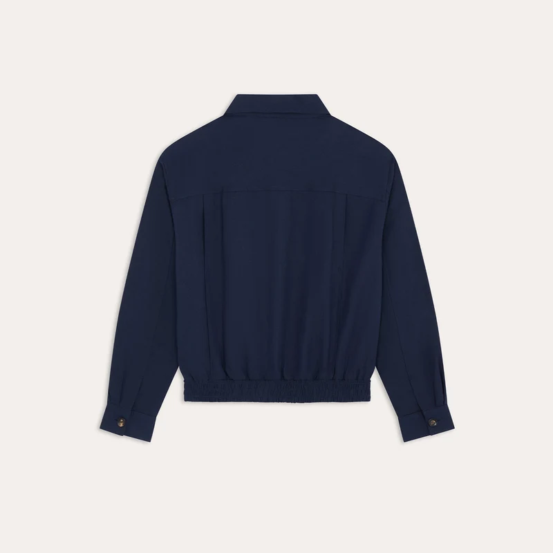 Blouson en coton et lin chevrons marine